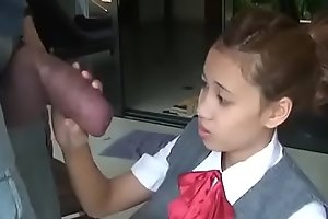 Asian schoolgirl opens close by regarding drag inflate telling flannel