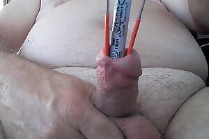 Push-pin with shrink from to urethra stretching