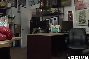 Good looking gal has steamy fuck session in the pawnshop