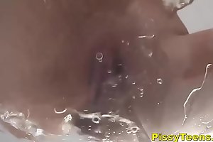 Amazing Dark Haired Babe In Solo Pissing Action