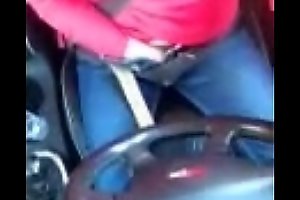 Hidden visor cam catches wife masturbating to and from work