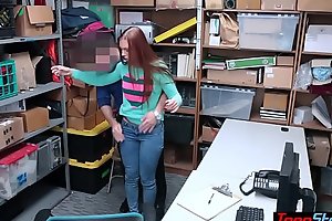 Redhead czech coming legal age teenager thief fucked by a mall cop