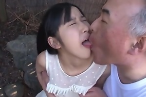 Japanese Teen with Old Man and Many Guy Bukkake